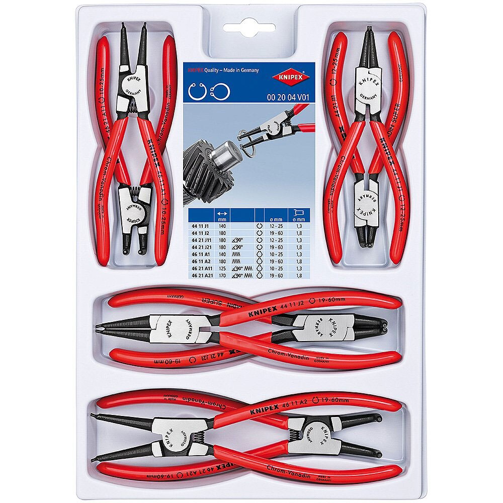 Set clesti pentru inele de siguranta, KNIPEX, 8 piese