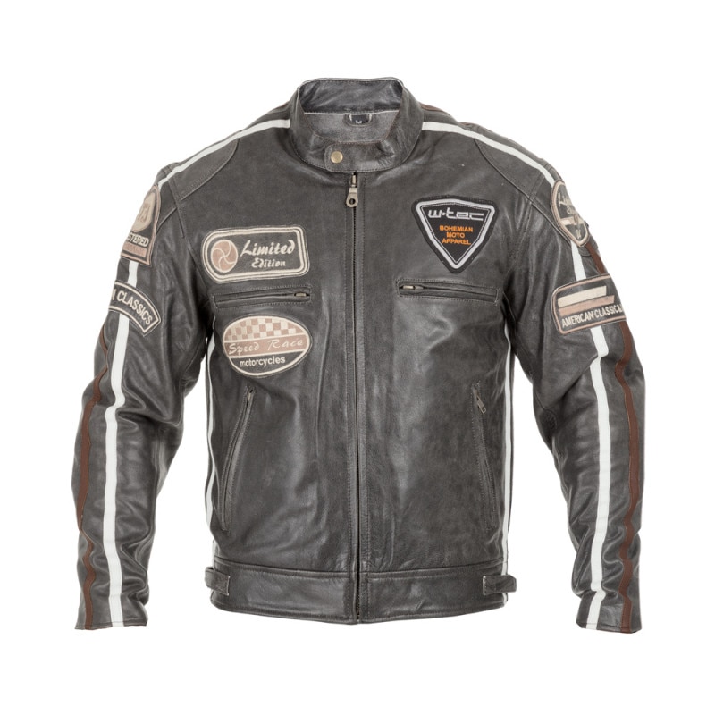 Geaca Moto Barbati Piele W-TEC Antique Cracker - Maro/Gri, 2XL