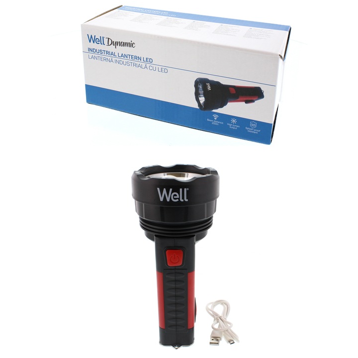 Фенер LED Well Dynamic, Индустриален, С магнит, T6+COB, 350 лумена
