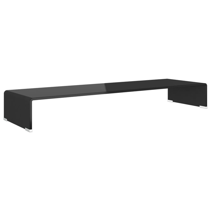 Stand TV/Suport monitor din sticla vidaXL, 100x30x13 cm, negru, 10.42 kg 244139