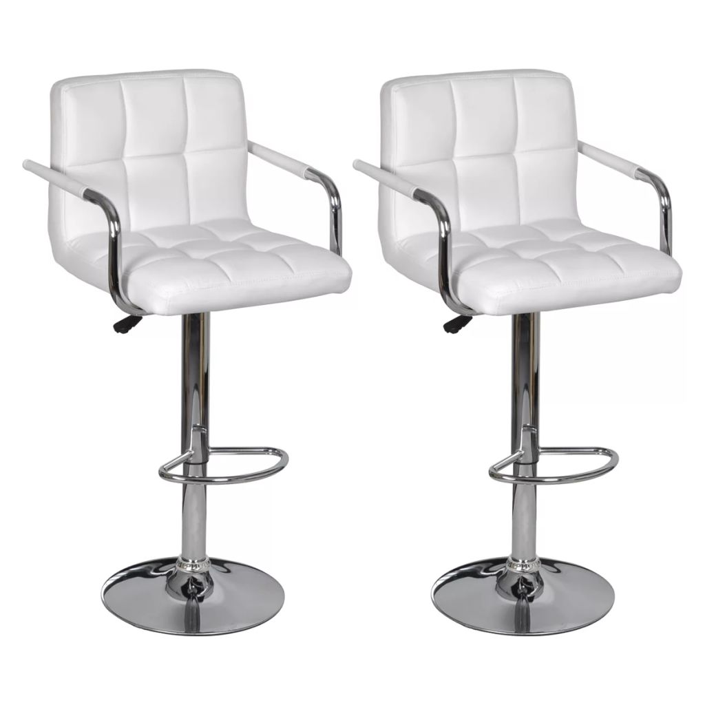 Set de 2 scaune de bar, vidaXL , Alb, 45 x 39 x (93-115) cm