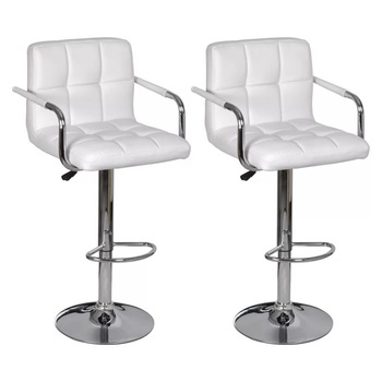 Set de 2 scaune de bar, vidaXL , Alb, 45 x 39 x (93-115) cm Set de 2 scaune de bar, vidaXL , Alb, 45 x 39 x (93-115) cm