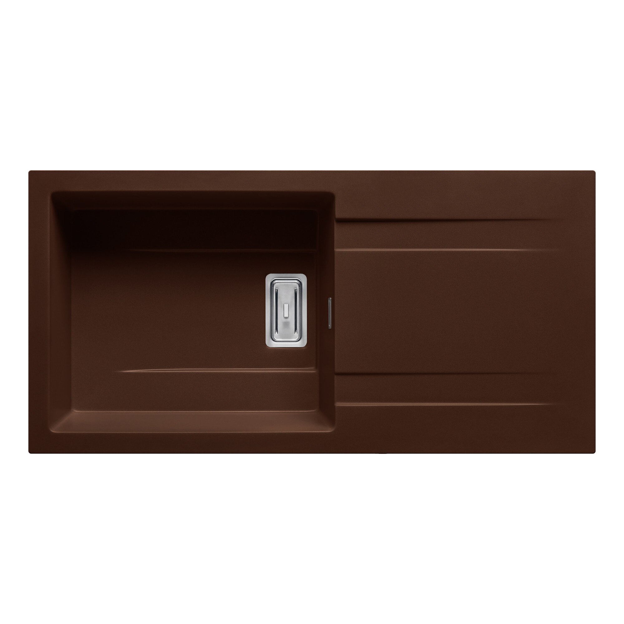 Chiuveta granit Pyramis KARTESIO Plus 1000x500mm, 1 cuva si 1 picurator, adancime 200mm, reversibila, valva dreptunghiulara, finisaj pyragranite chocolate