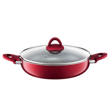 Tigaie adanca cu capac Ambtion, 28cm, invelis Qualum Basic Stone, Jasper