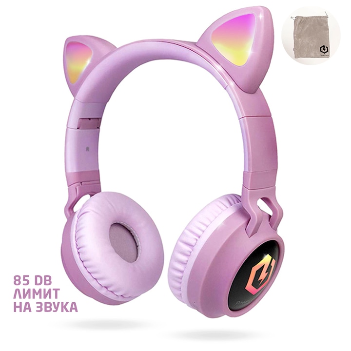 Детски Безжични Bluetooth Слушалки - PowerLocus Buddy - Розови