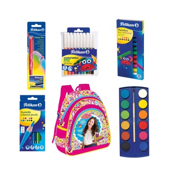 Set Gradinita Soy Luna - Ghiozdan,Acuarele, Carioci,Creioane colorate, Stilou Pelikan,20 caiete Herlitz A5 48 file Set Gradinita Soy Luna - Ghiozdan,Acuarele, Carioci,Creioane colorate, Stilou Pelikan,20 caiete Herlitz A5 48 file