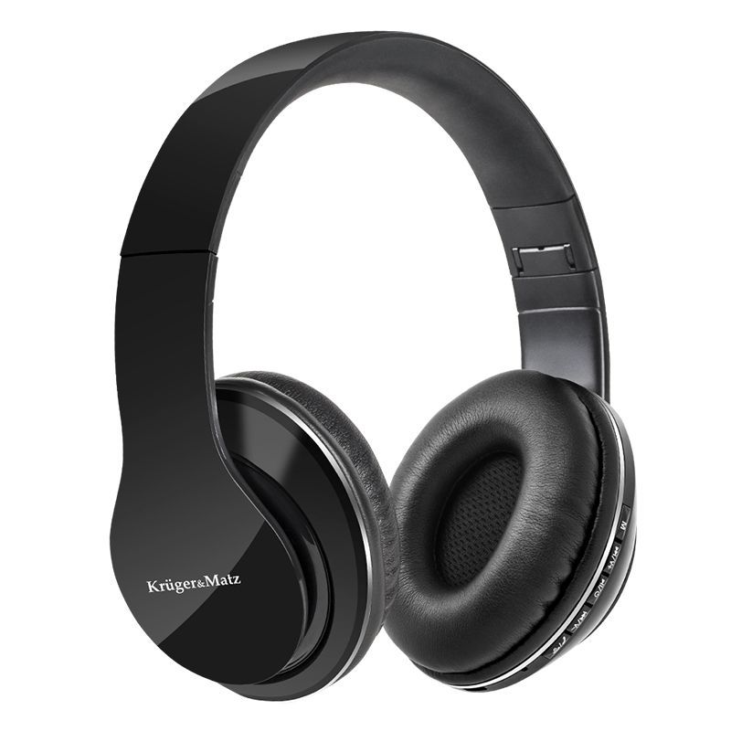 Casti Audio Wireless Kruger&Matz, Difuzor 40 mm, Conectivitate Bluetooth 4.1, Slot Micro SD, Acumulator 300 mAh, Frecventa 20 Hz - 20 MHz, Negru