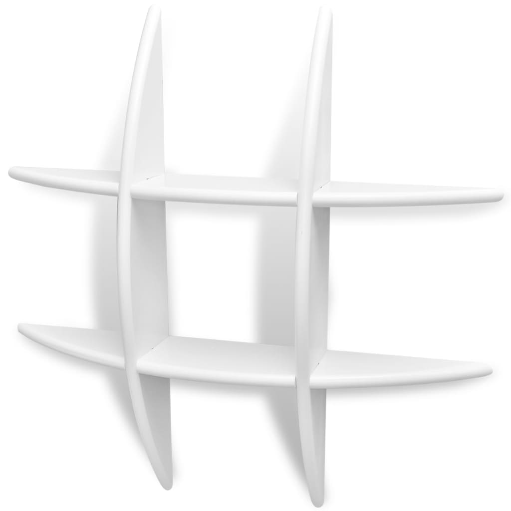 Set de 2 rafturi de perete, vidaXL, MDF, 60 x 11 x 60 cm, Alb