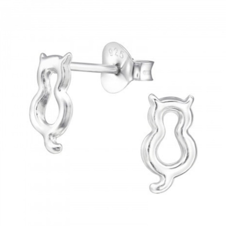 925 ezüst fülbevaló gyerekeknek, Cat Plain modell, 5 mm x 9 mm, AJÁNDÉK ékszerdoboz, Girly Collection by Boutique 23