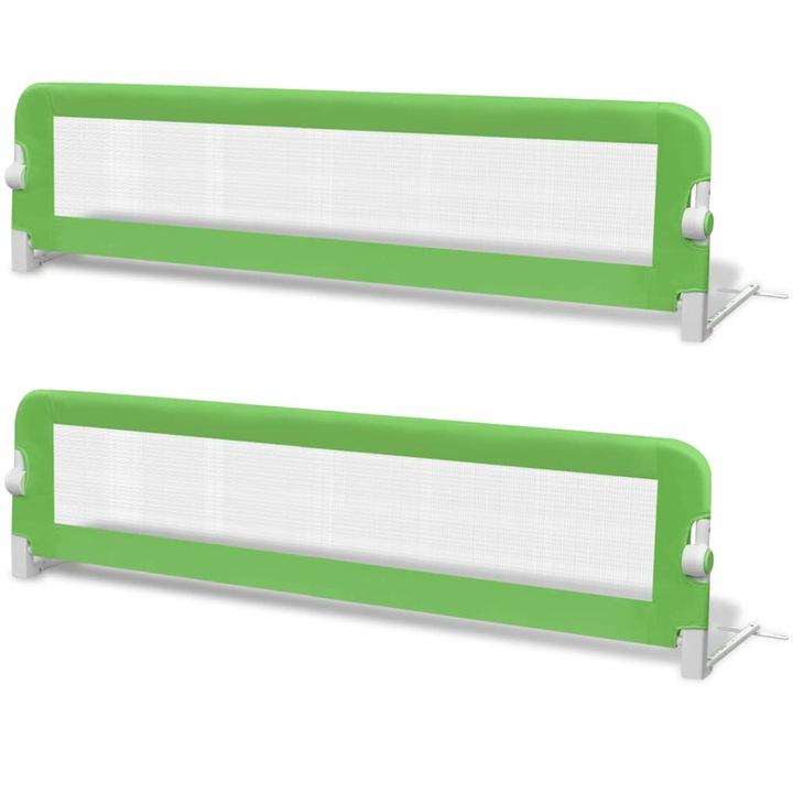 Set balustrada de pat protectie copii vidaXL, 2 piese, verde, 150 x 42 cm