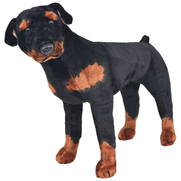 Jucarie de plus, model rottweiler, vidaXL, 79 x 60 cm, Negru