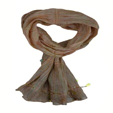 Esarfa trendy, cu design de margele scurte,D&J Exclussive,bej