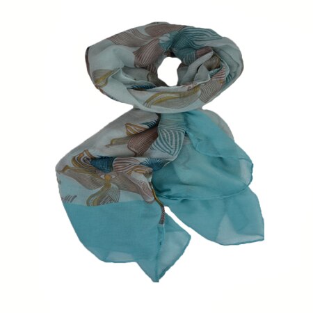 Esarfa fina din material de calitate, cu flori mari,D&J Exclussive,turcoaz