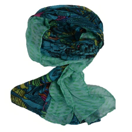 Esarfa tinereasca cu imprimeu deosebit de pasari colorate,albastru