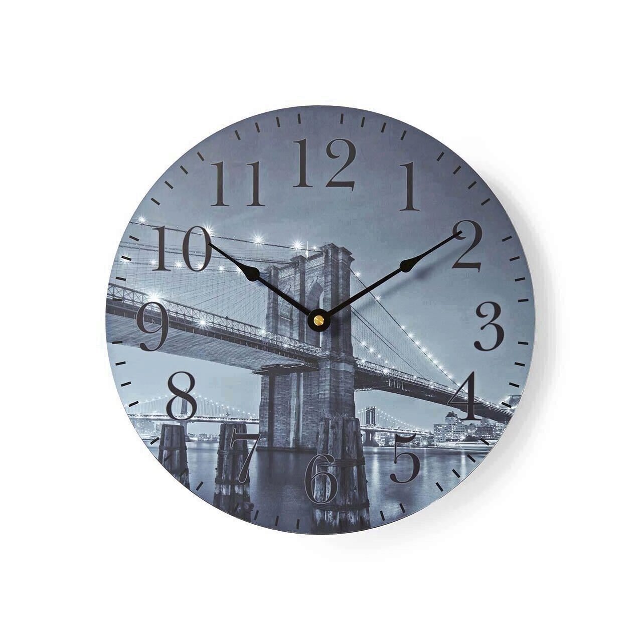 Ceas de perete Nedis Brooklyn, 30 cm, pentru bucatarie sau living, lemn