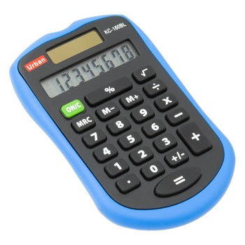 Calculator de birou, model cu 8 cifre, albastru/negru, 6x9 cm Calculator de birou, model cu 8 cifre, albastru/negru, 6x9 cm