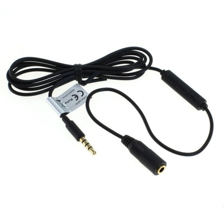 Cablu Celltek cu microfon si reglaj, mufa Jack 3.5mm stereo, 1.25m, butoane volum, preluare apel