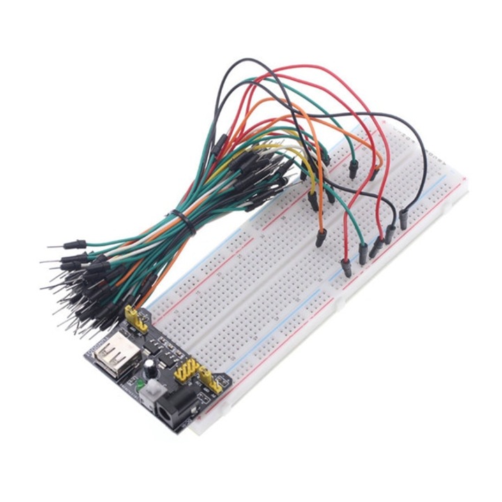 Комплект бредборд 830 отвора + 65 проводника + модул за захранващо напрежение MB102
