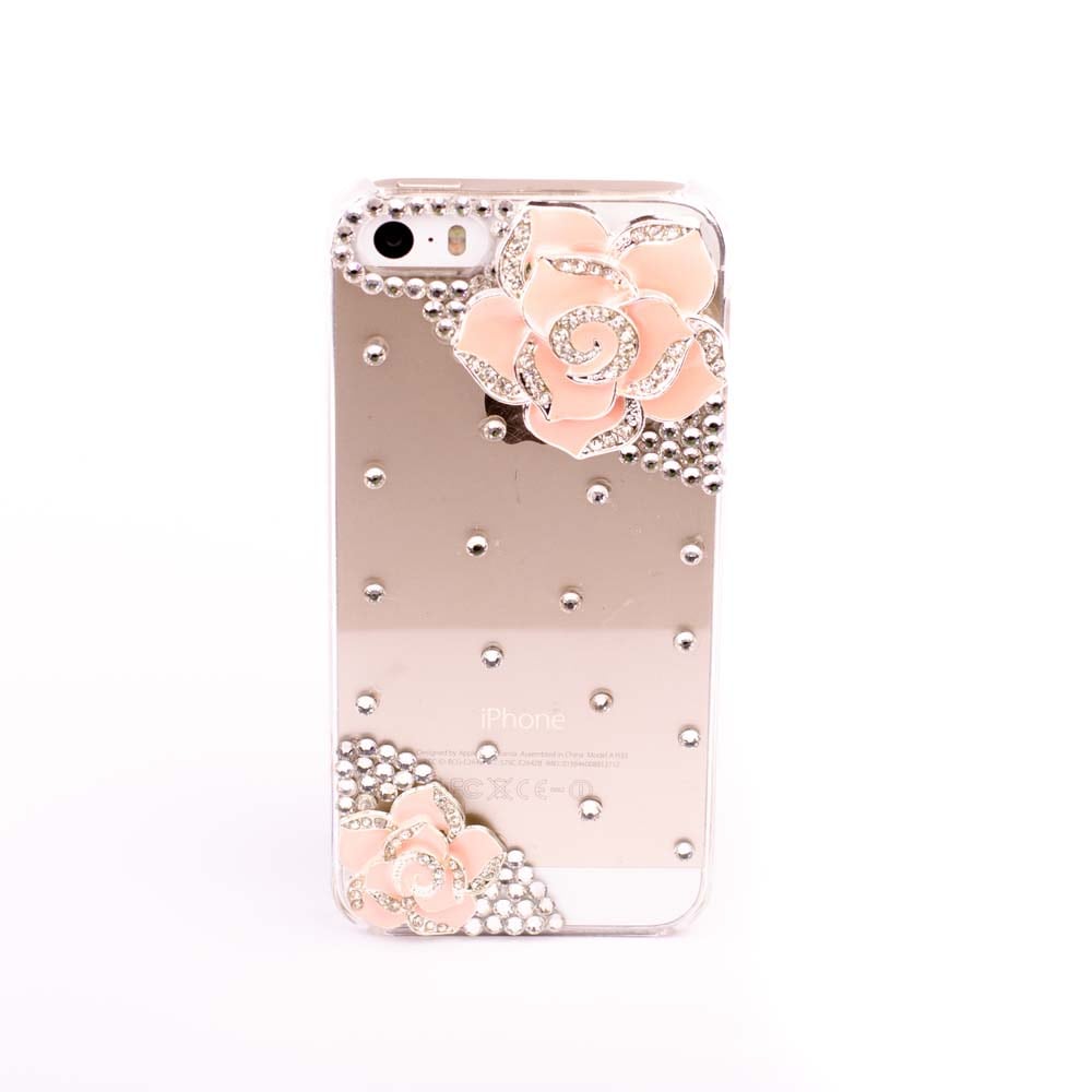 Husa de protectie 3D Relief, Rose pentru Apple iPhone 5/ 5S/ SE, rezistenta la uzura, Silicon, Bej