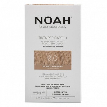 Vopsea de par permanenta, 9.0, Blond foarte deschis, Noah, 140 ml Vopsea de par permanenta, 9.0, Blond foarte deschis, Noah, 140 ml