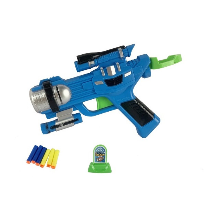 Arma de jucarie pentru copii, model lansator cu gloante de spuma albastru