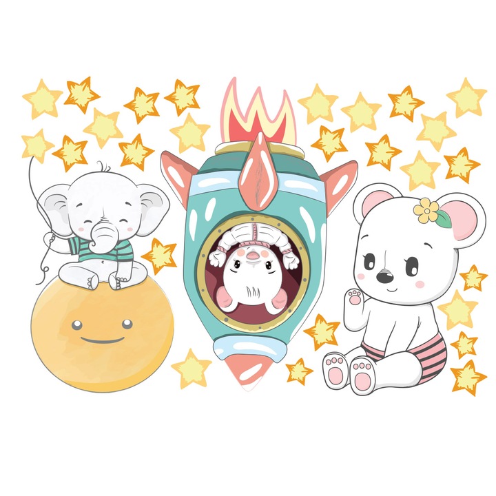 Stickere copii, Racheta & Luna, Stickermania, 60x90cm