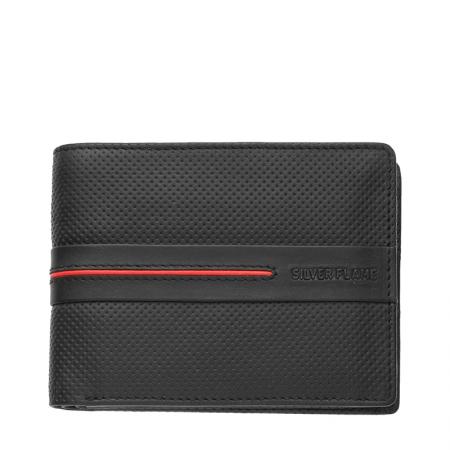 Portofel Silver Flame, SFT0308, Negru, Piele autentica
