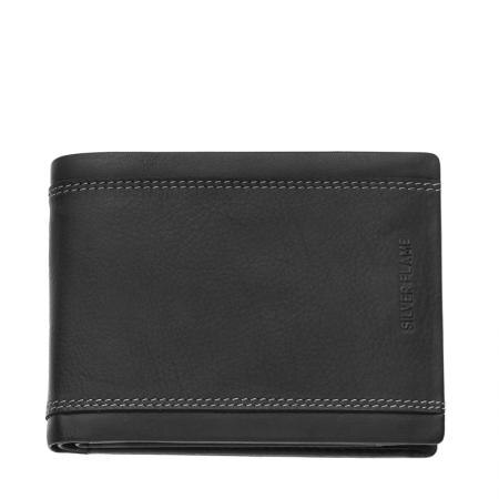 Portofel Silver Flame, SFT0310, Negru, Piele autentica