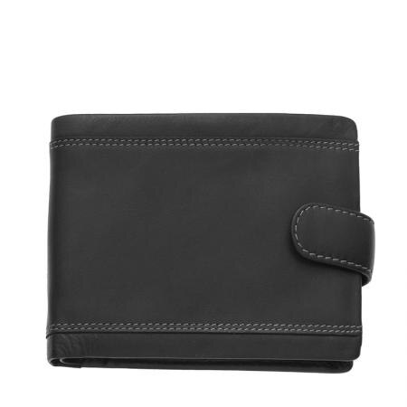 Portofel Silver Flame, SFT0410, Negru, Piele autentica