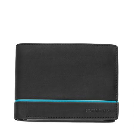 Portofel Silver Flame, SFT0306, Negru, Piele autentica