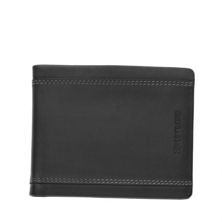 Portofel Silver Flame, SFT0610, Negru, Piele autentica