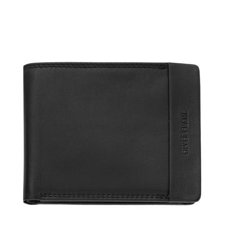 Portofel Silver Flame, SFT0605, Negru, Piele autentica