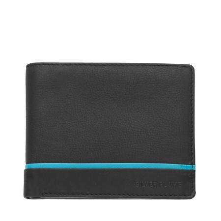 Portofel Silver Flame, SFT0606, Negru, Piele autentica
