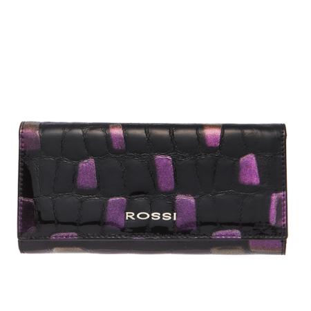 Portofel Rossi, RSC0114, Negru/ Violet, Piele autentica