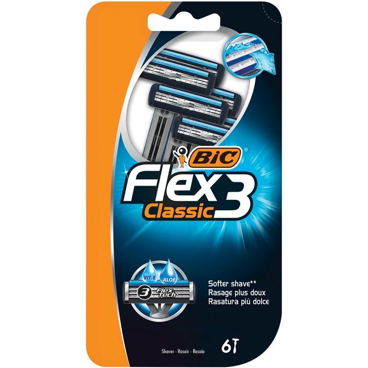 Bic Flex 3 Classic férfi borotvacsomag, 3 pengés, 6 darab