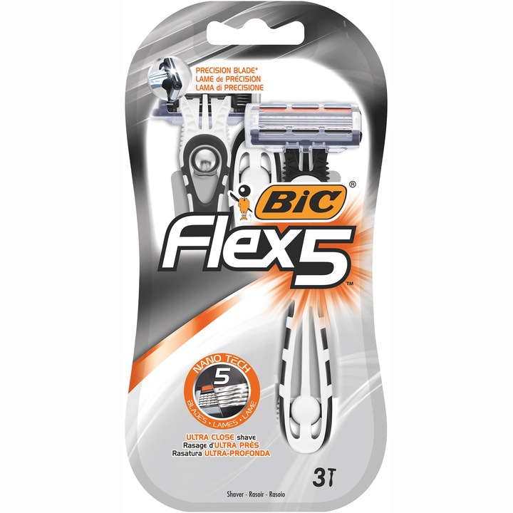 Самобръсначка за мъже BIC Flex 5, 5 остриета, Стандартен комплект, 3 броя