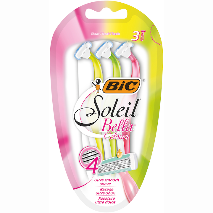 Bic Soleil Bella Colors női borotvacsomag, 4 pengés, 3 darab