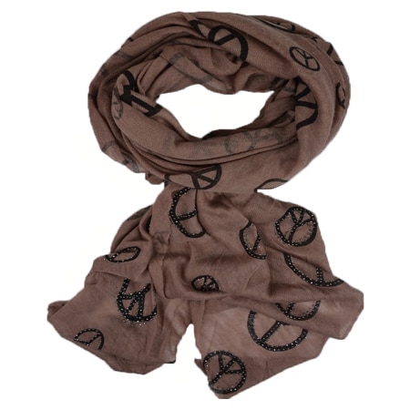 Esarfa de toamna-iarna confectionata din bumbac, imprimeu clasic,D&J Exclussive,maro