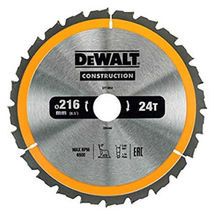 Disc pentru constructii 24dinti DeWalt 216x30mm DT1952-QZ