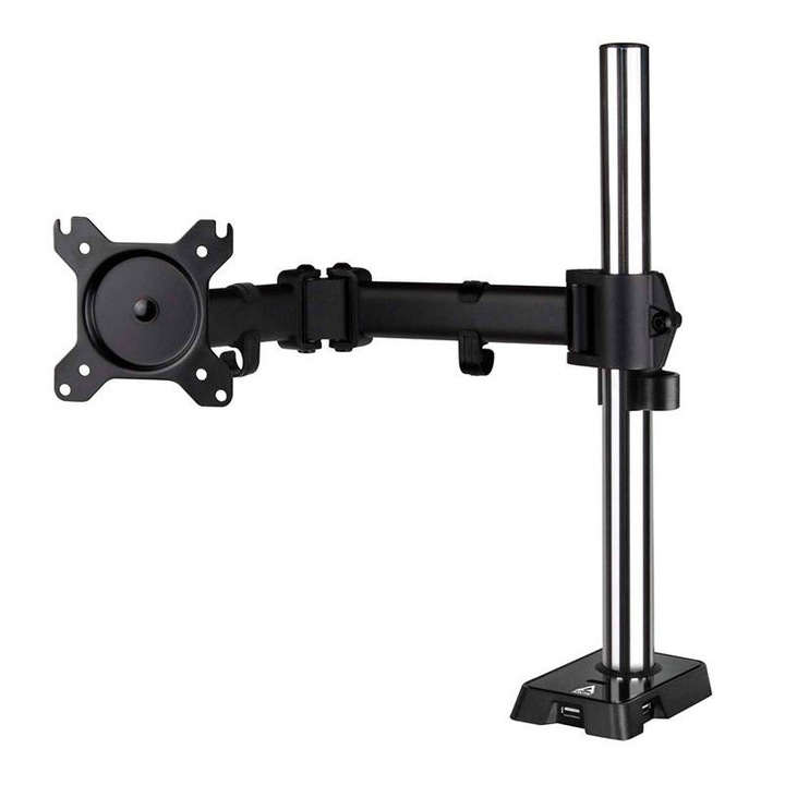 Monitor Stand pentru birou ARCTIC Z1 (Gen 3), Ajustabil, pana la 49", 15 kg, hub USB 2.0, Negru