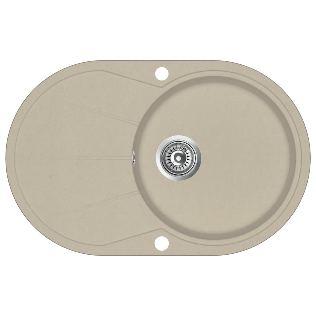 Chiuveta de bucatarie, din granit, vidaXL, 780 x 500 x 315 mm, Bej