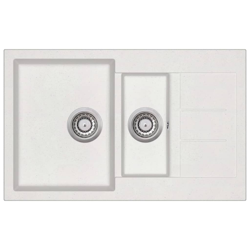 Chiuveta de bucatarie, vidaXL, Granit, 80 x 50 x 30,6 cm, Alb