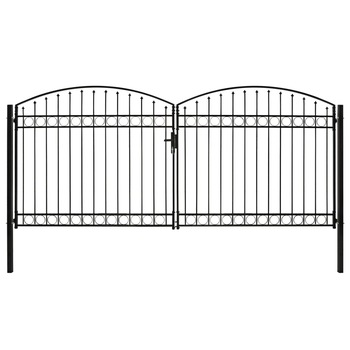 Poarta dubla de gard, cu arcada, vidaXL, 400 x 200 cm, Otel, Negru Poarta dubla de gard, cu arcada, vidaXL, 400 x 200 cm, Otel, Negru