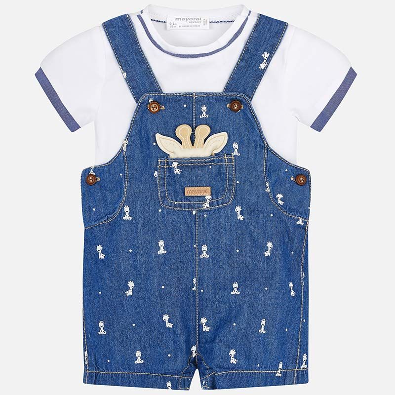 Set Mayoral tricou si salopeta bebe nou-nascut 2-4 luni