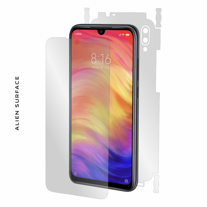 Alien Surface, Xiaomi Redmi Note 7 Pro, képernyővédő fólia, hátsó, oldal