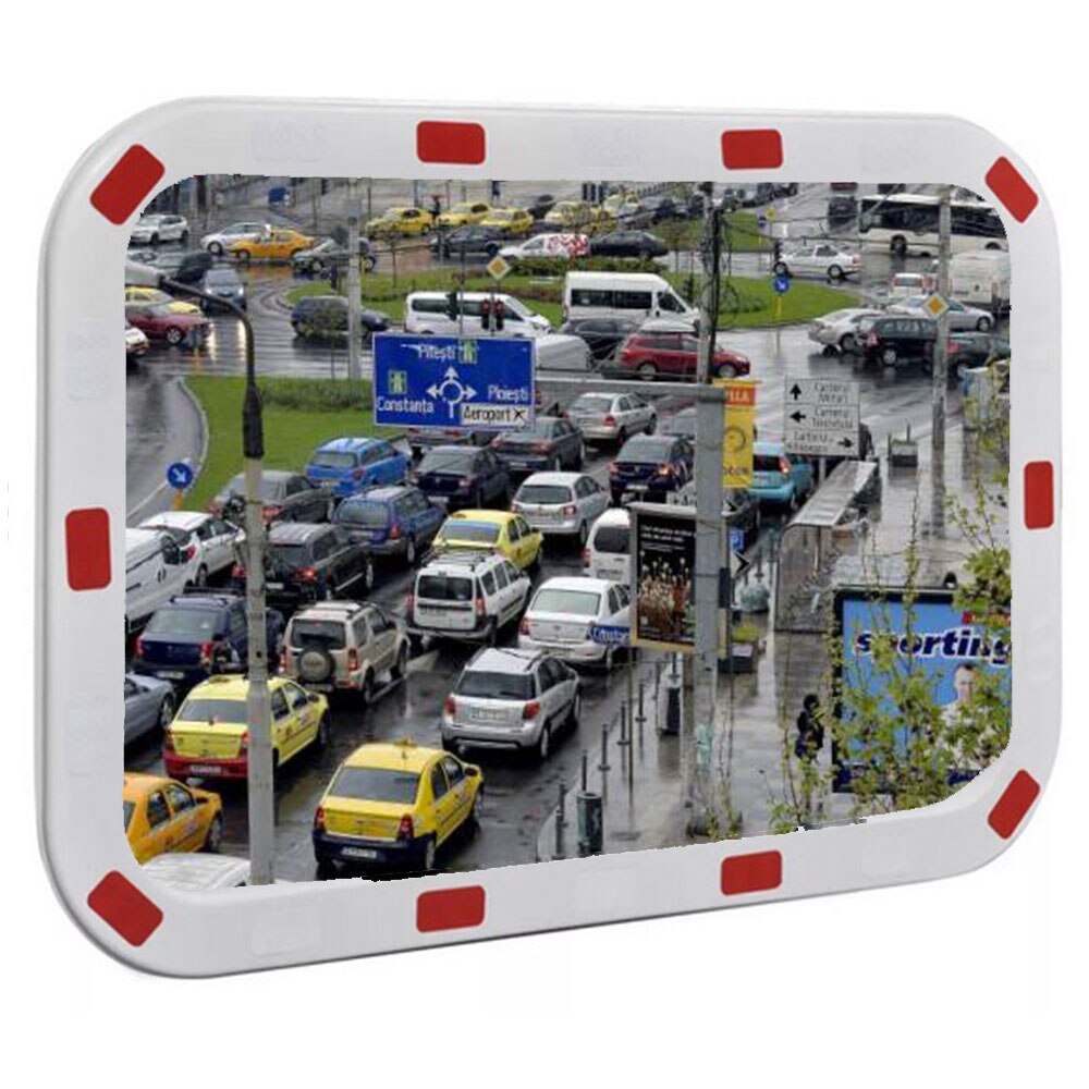 Oglinda trafic dreptunghiulara cu bordura alb cu rosu, Techno, 50-85mm