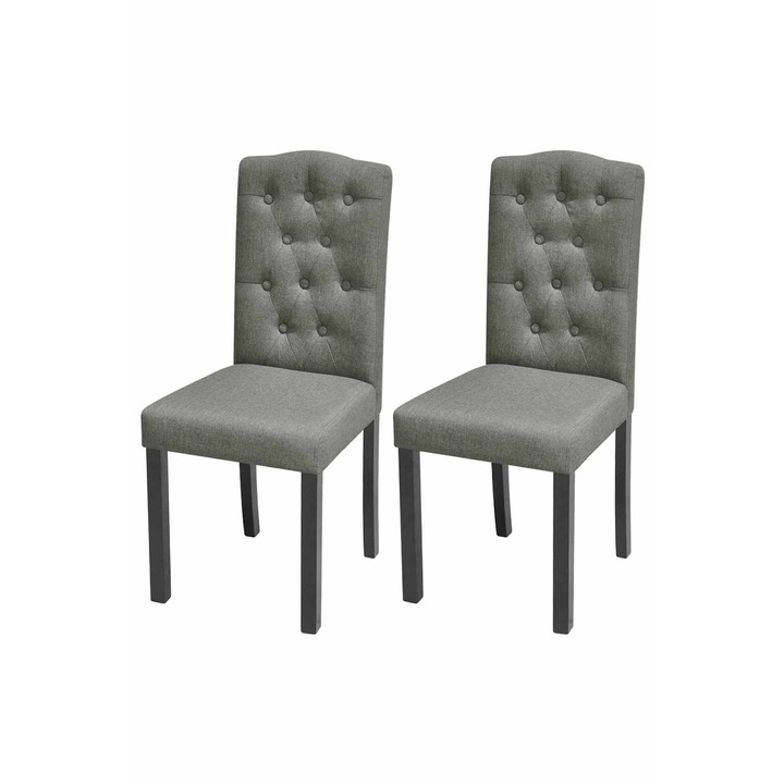 Set scaune de bucatarie vidaXL, 2 buc., gri, material textil, 42 x 51,5 x 95 cm, 9.76 kg