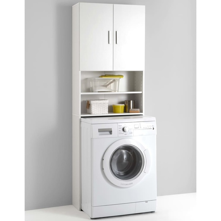 Шкаф за пералня FMD, с място за съхранение, ПДЧ, бял