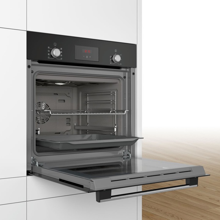 Cuptor incorporabil Bosch HBF153EB0, Electric, Autocuratare EcoClean Direct, 66 l, Clasa A, Negru