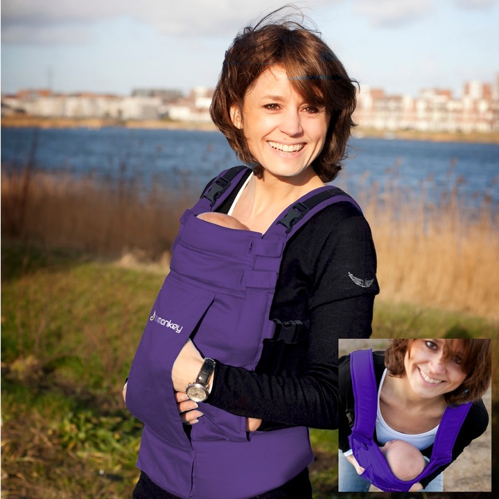 Ергономична раница Minimonkey Dynamic 100% Памук, Лилава